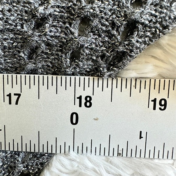 Express Knit Top Dolman Sleeve Metallic Gray Sweater Open Weave XS NWOT Sheer - Picture 8 of 9